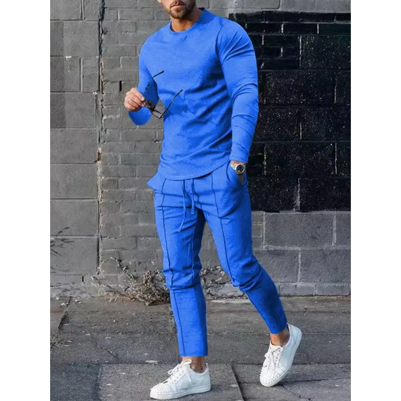 Men's Two-piece Set Round Neck Long Sleeve T-Shirt Trousers Casual Sports Suit Nexellus