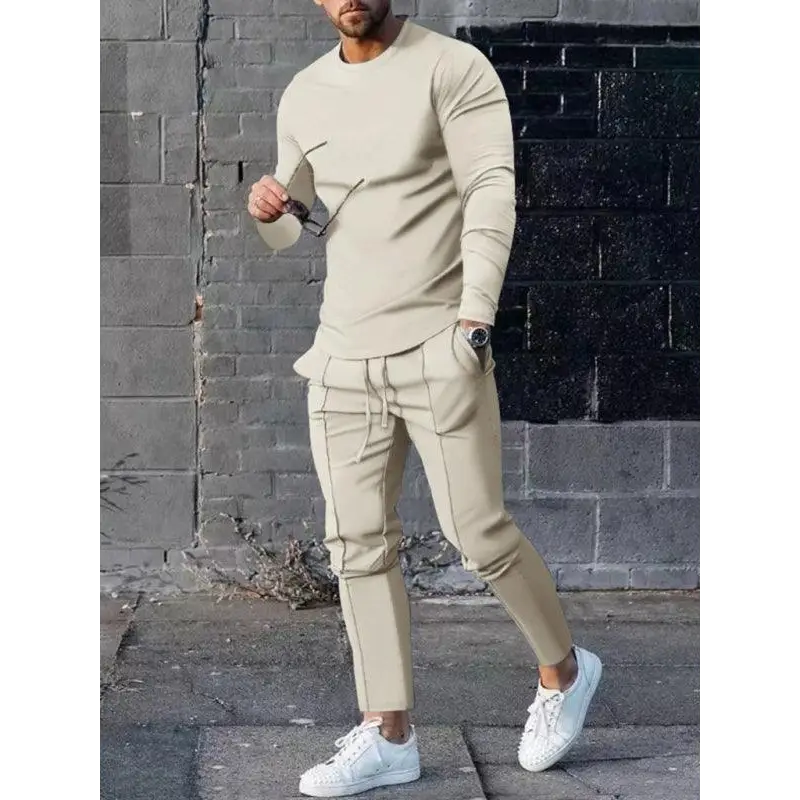 Men's Two-piece Set Round Neck Long Sleeve T-Shirt Trousers Casual Sports Suit Nexellus