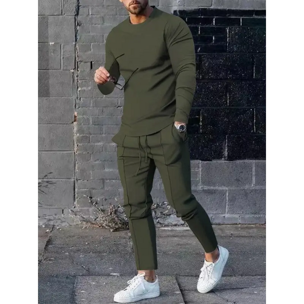 Men's Two-piece Set Round Neck Long Sleeve T-Shirt Trousers Casual Sports Suit Nexellus