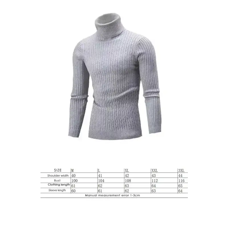 Men's warm turtleneck casual slim fit fall winter knitted pullover Nexellus