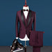 Men's Wedding Suits Shawl Collar 3-Piece Slim Fit Burgundy Suit & Royal Blue Tuxedo Jacket Nexellus