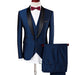 Men's Wedding Suits Shawl Collar 3-Piece Slim Fit Burgundy Suit & Royal Blue Tuxedo Jacket Nexellus