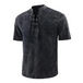 Men's woven retro lace up collar casual short sleeve shirt Nexellus