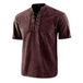 Men's woven retro lace up collar casual short sleeve shirt Nexellus