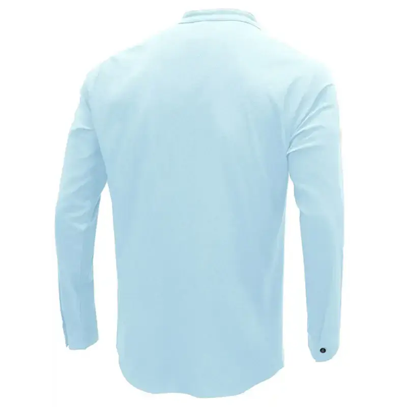 Men's woven solid color long-sleeved cotton and linen shirt Nexellus