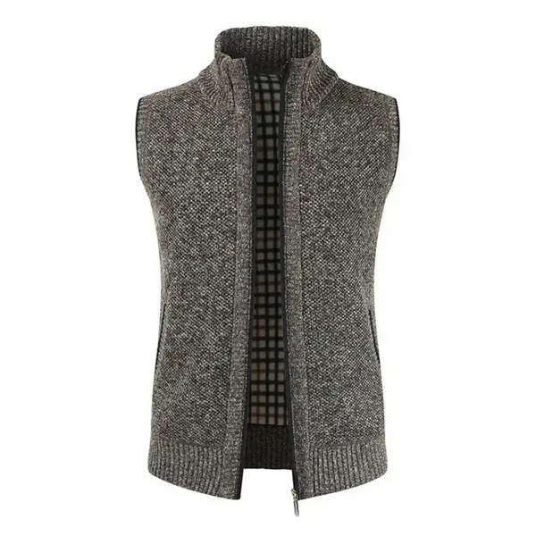 Men's zip vest solid color stand collar sleeveless knit cardigan Nexellus