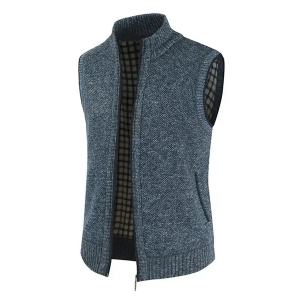 Men's zip vest solid color stand collar sleeveless knit cardigan Nexellus