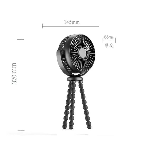 Mini octopus baby stroller fan 360 degree rotation rechargeable Nexellus