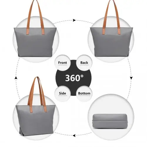 LH2240 - Miss Lulu Casual Waterproof Shopping Tote Bag - Grey - Nexellus