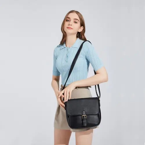 Miss lulu classic cross body shoulder bag - grey