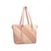 LT2225 - Miss Lulu Contrast Colour Twill Leather Handbag Tote Bag - Pink - Nexellus