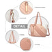 LT2225 - Miss Lulu Contrast Colour Twill Leather Handbag Tote Bag - Pink - Nexellus