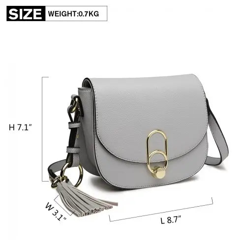 LZ1831 - MISS LULU CROSS BODY SADDLE BAG - GREY - Nexellus