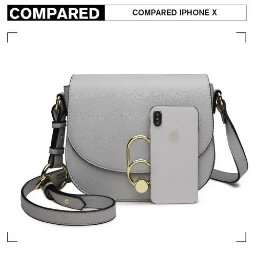 LZ1831 - MISS LULU CROSS BODY SADDLE BAG - GREY - Nexellus