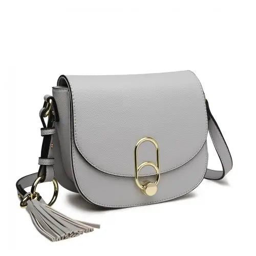 LZ1831 - MISS LULU CROSS BODY SADDLE BAG - GREY - Nexellus