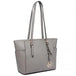 LM1642-1 - Miss Lulu Faux Leather Adjustable Handle Tote Bag - Grey - Nexellus