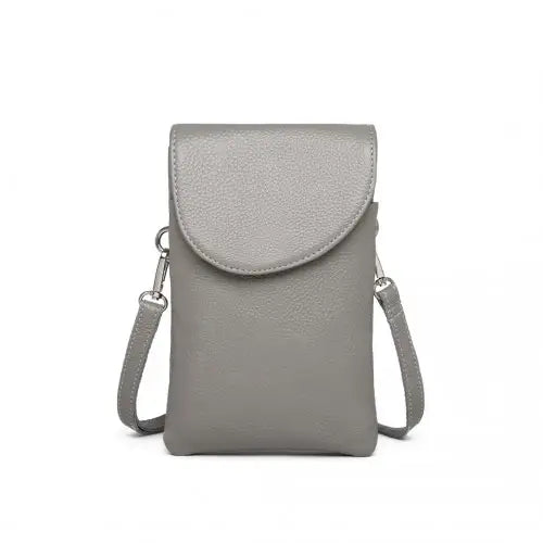 LB2140 - Miss Lulu Touch Screen Genuine Leather Small Crossbody Bag - Grey - Nexellus