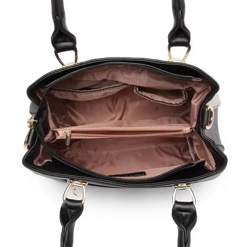 Miss lulu leather look colour block bow pendant handbag