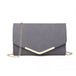 LH1756 - Miss Lulu Leather Look Envelope Clutch Bag - Grey - Nexellus