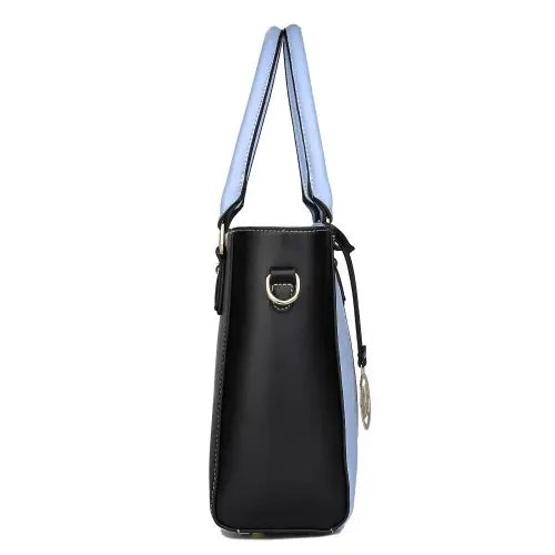 LG1641 - Miss Lulu Leather Look V-Shape Shoulder Handbag - Blue - Nexellus