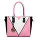 LG1641 - Miss Lulu Leather Look V-Shape Shoulder Handbag - Pink - Nexellus