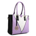 LG1641 - Miss Lulu Leather Look V-Shape Shoulder Handbag - Purple - Nexellus