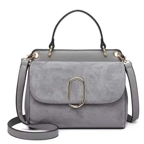 LB6871-MISS LULU STYLISH LADIES LEATHER HANDBAG SHOULDER BAG GREY - Nexellus