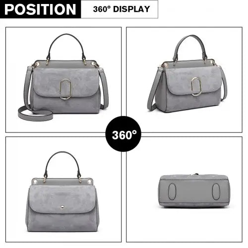 Miss lulu stylish ladies leather handbag shoulder bag grey