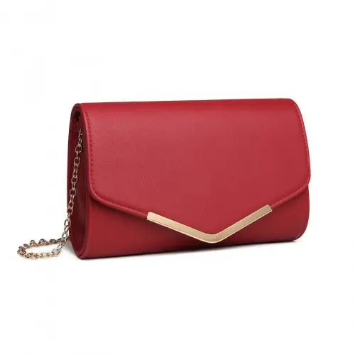 LH2064 - Miss Lulu Vegan Envelope Clutch Bag - Red - Nexellus