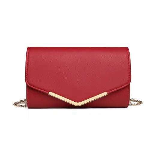 LH2064 - Miss Lulu Vegan Envelope Clutch Bag - Red - Nexellus