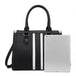 LT2203 - Miss Lulu White Striped Commuter Elegant Cross body Tote Bag - Black - Nexellus