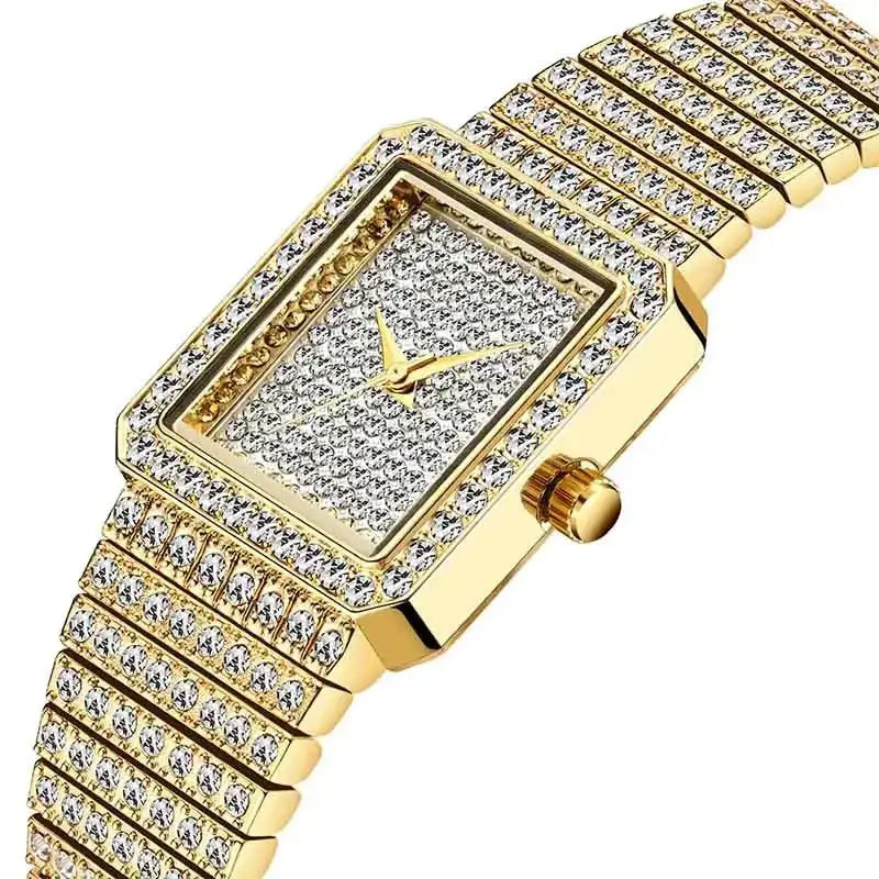 Missfox 2689 diamond watch for women luxury brand ladies gold square Nexellus