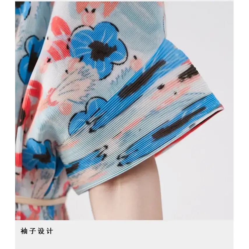 Miyake pleated flower dress spring summer cardigan women flare sleeve Nexellus