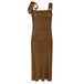 Miyake pleated mid-length solid color pocket halter sleeveless dress Nexellus