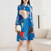 Miyake pleated printed midi dress for women 2023 spring autumn polo Nexellus