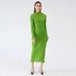 Miyake pleated spring autumn green skirt two piece sets elegant casual Nexellus