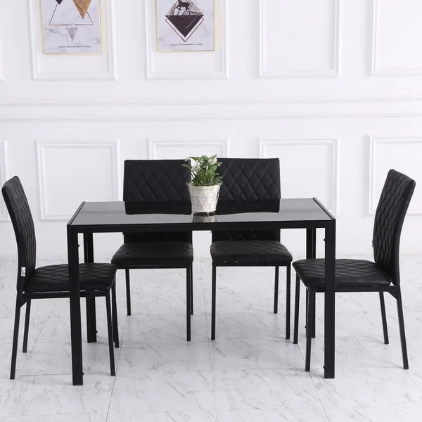 Modern Dining Chairs Faux Leather Accent Chairs for Kitchen, Set of 4, Black Nexellus