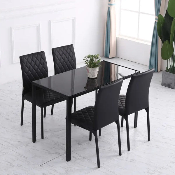 Modern Dining Chairs Faux Leather Accent Chairs for Kitchen, Set of 4, Black Nexellus