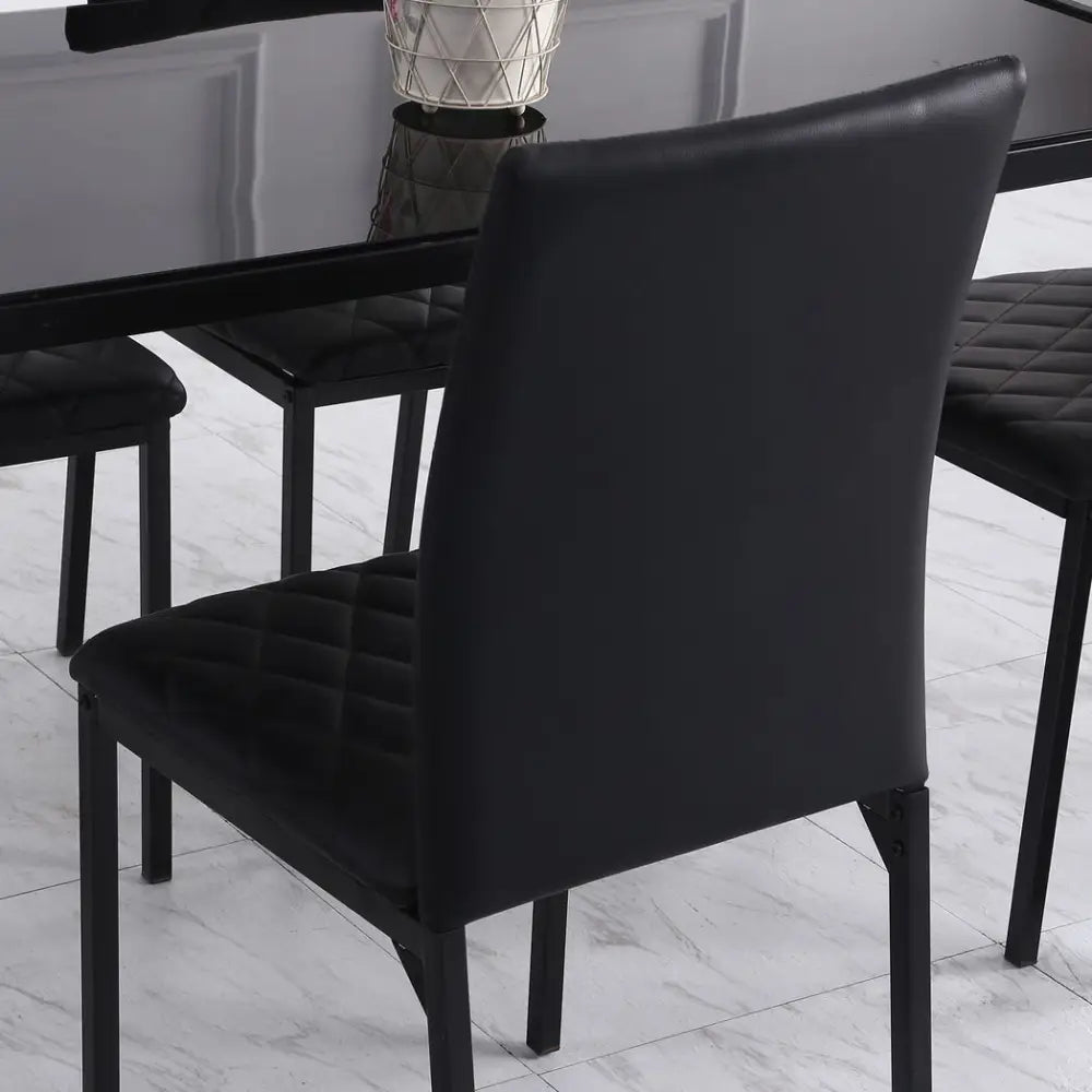 Modern Dining Chairs Faux Leather Accent Chairs for Kitchen, Set of 4, Black Nexellus