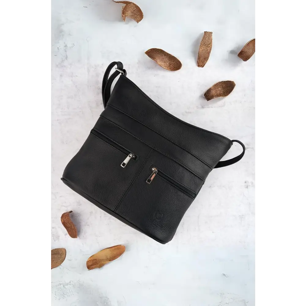 Natural leather bag galanter - black / one-size-fits-all