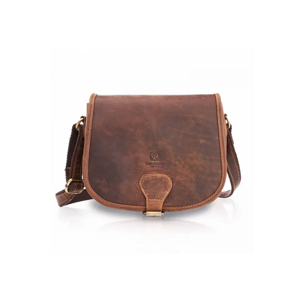 Natural leather bag galanter - brown / one-size-fits-all