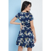 Navy blue floral wrap frill dress