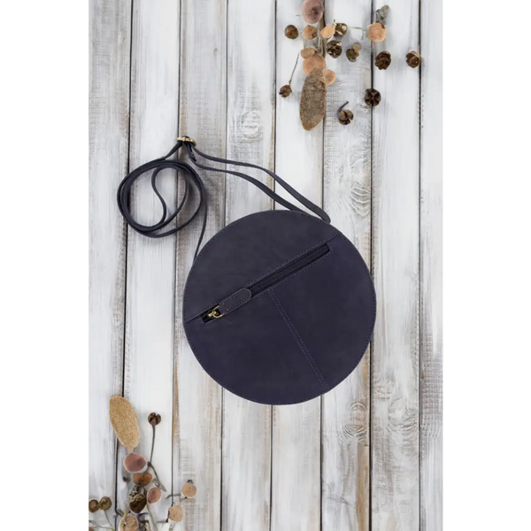 Navy blue - natural leather bag model 191528 galanter