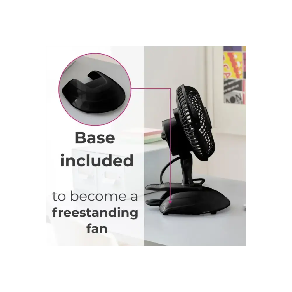 Neo mini clip base mount desk fan black Nexellus