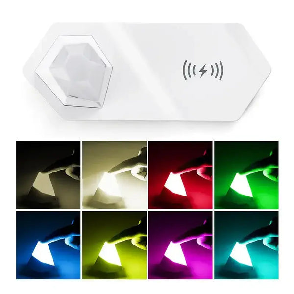 New bedside table lamp colorful diamond night light wireless charger Nexellus