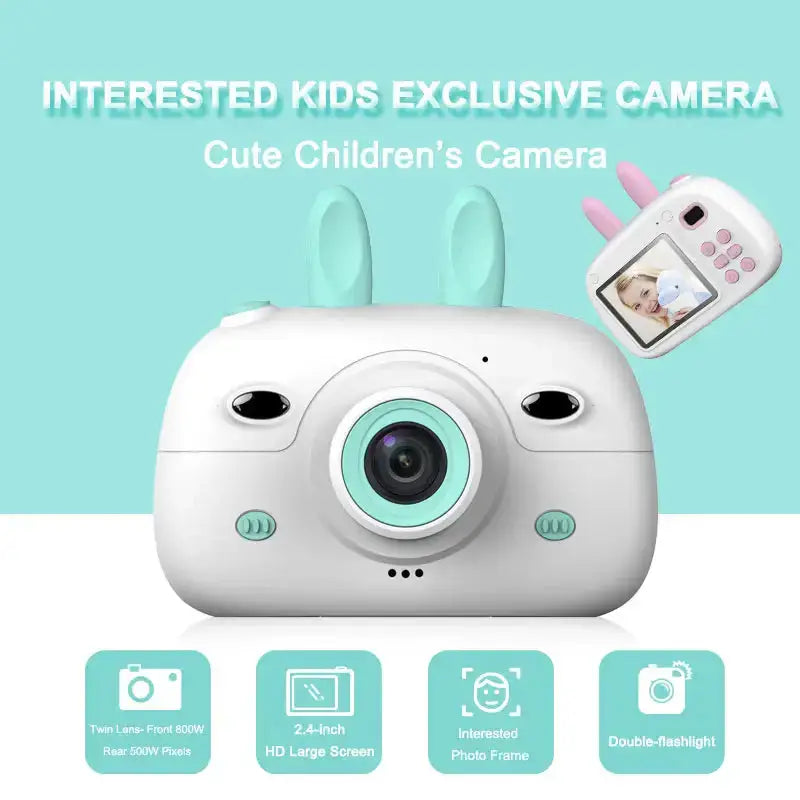 New children's camera rabbit ears cartoon mini small slr hd screen Nexellus