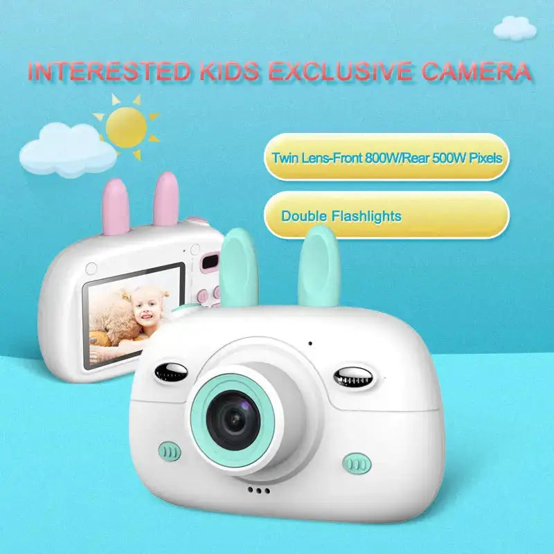 New children's camera rabbit ears cartoon mini small slr hd screen Nexellus