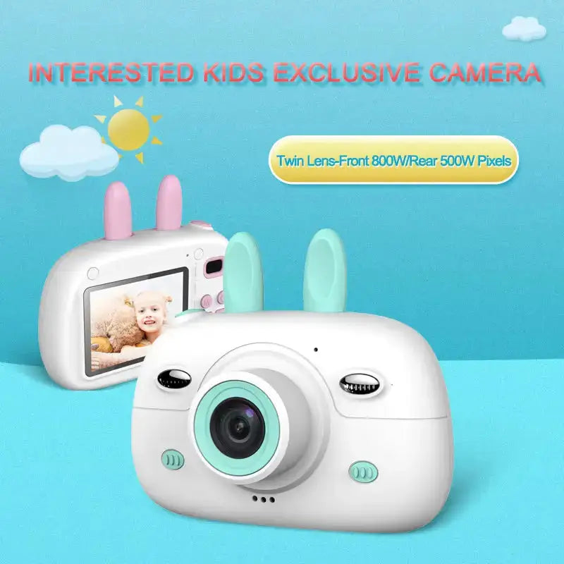 New children's camera rabbit ears cartoon mini small slr hd screen Nexellus