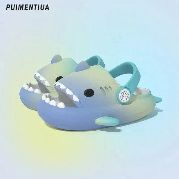 New gradient shark cartoon kids' slippers - trendy beach sandals for Nexellus