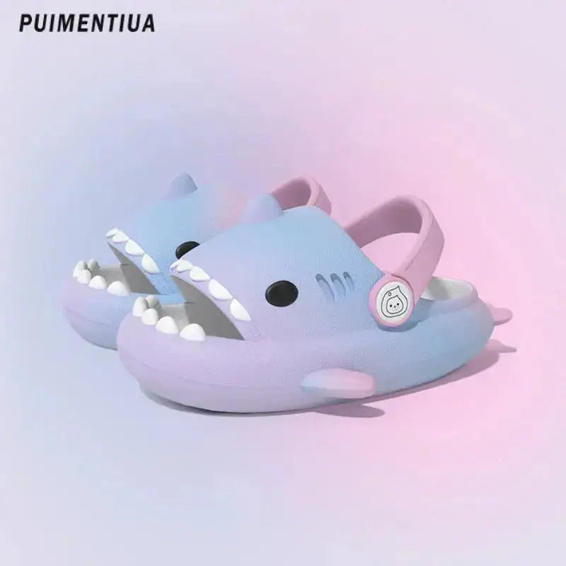 New gradient shark cartoon kids' slippers - trendy beach sandals for Nexellus